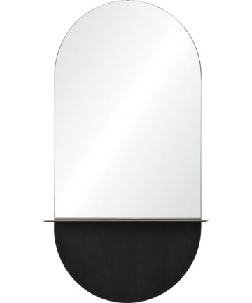 44" Black Glass Unframed Oval Wall Mirror-Black