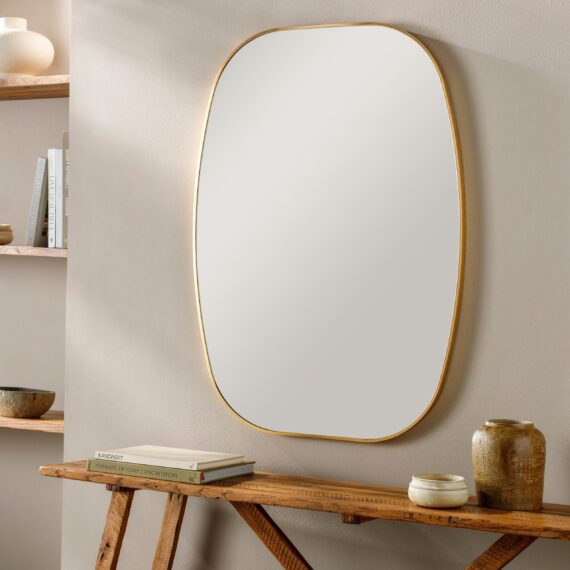 Livabliss Aranya Modern Aluminum Squared Oval Accent Mirror-20"H x 30"W x 1.1"D - Gold - Image 2