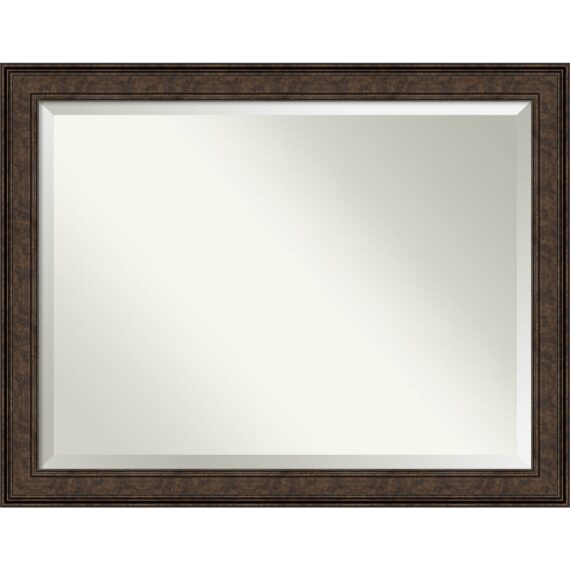 Beveled Bathroom Wall Mirror - Ridge Bronze Frame-Outer Size: 22 x 26 in - Image 2