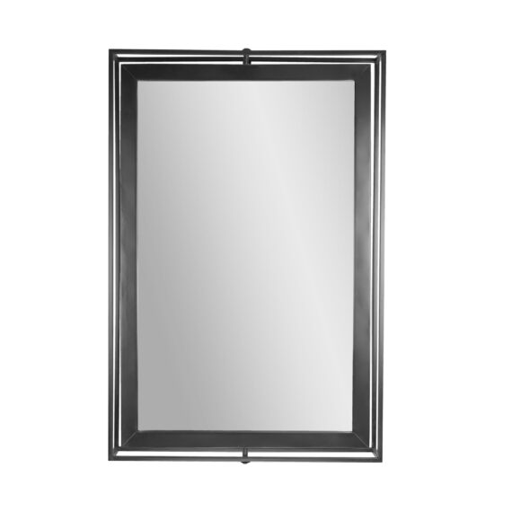 Black Rectangular Metal Framed Swivel Floating Wall Mirror-Black - Image 2