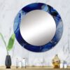 Designart 'Marbled Geode 11' Printed Mid-Century Oval or Round Wall Mirror - Blue-24in.x24in. - Image 2