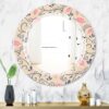 Designart 'Retro Botanical Pattern X' Printed Modern Round or Oval Wall Mirror - Triple C-24in.x36in. - Image 2