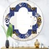 Designart 'Retro Luxury Waves In Gold and Blue III' Printed Modern Round or Oval Wall Mirror - Quatrefoil-24in.x24in. - Image 2