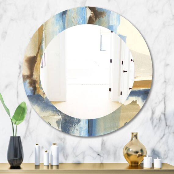 Designart 'River Run II' Printed Traditional Frameless Oval or Round Wall Mirror - Multi-20in.x30in. - Image 2