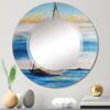 Designart 'Two Sailing Boats With Fisherman On The Blue Sea' Nautical & Coastal Printed Wall Mirror-20in.x30in. - Image 2