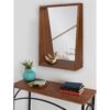Kate and Laurel Hutton Wood Framed Wall Mirror with Shelf - 18x24-Rustic Brown - Image 2