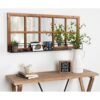 Kate and Laurel Jackson 10 Windowpane Wall Mirror with Shelf - 18x40-Brown - Image 2