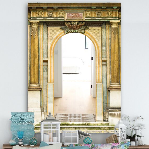 Porch & Den 'Old Wooden Paris Door' Brown Paris Printed Mirror-23.7in.x31.5in. - Image 2
