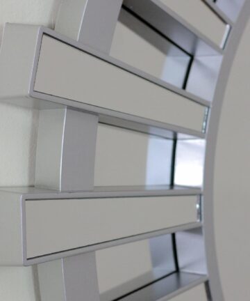 25.5" Matte Silver Sunburst Round Wall Mirror-Silver