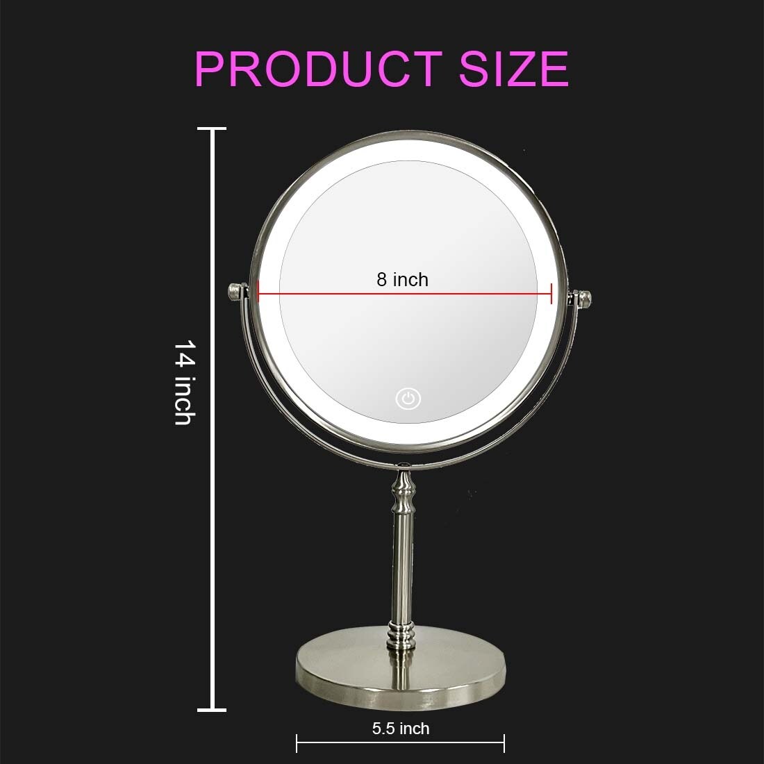 Desktop Makeup Mirror with 3 Color Lighted, 1X/10X Magnifying Mirror with Touch Control & 360°Rotation & Type-C Charging Port-Golden - Image 7