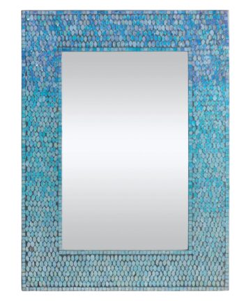 31" Mosaic Wooden Framed Rectangular Wall Mirror-Blue