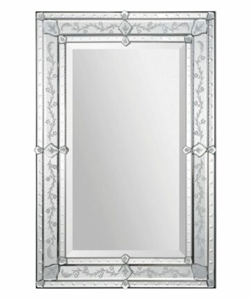 36" Venetian Design Framed Rectangular Wall Mirror-Silver