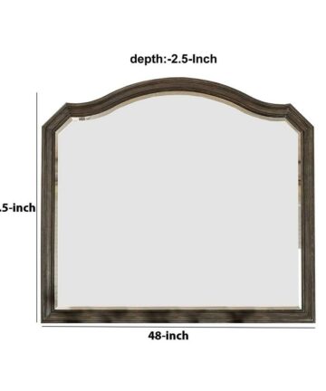 43.5 Inches Scalloped Mirror with Molded Details, Brown - 43.5 H x 48 W x 2.5 L I-Brown