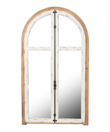 A&B Home Arch Wood Wall Mirror - White/Brown-White/Brown