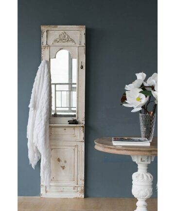 A&B Home Solid Classic Vintage Antique White Wall Mirror - Antique White-Antique White
