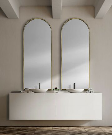 Agatha Metal Frame Arched Rectangular Mirror - 70" x 28"-Antique Gold