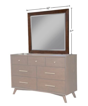 Alpine Furniture Flynn Mid Century Bedroom Mirror in Walnut - Brown-Brown