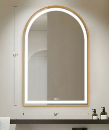 Arch LED Anti-Fog Wall Mirror Bathroom Vanity Mirror-38x26-Black - Black
