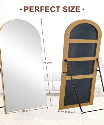 Arched Full-Length Standing Wood Floor Mirror, Wall Mirror-71x24 - Black