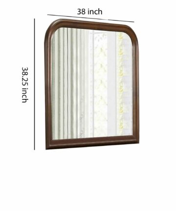 Arched Molded Design Wooden Frame Mirror, Cherry Brown and Silver-Brown/Silver