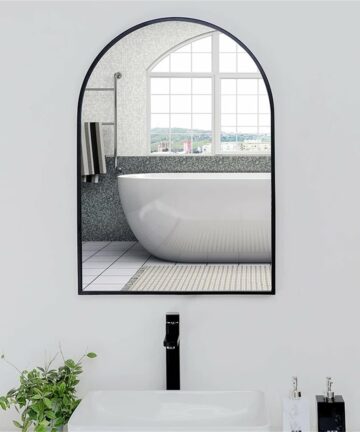 Arched Wall Decorative Mirror - 50 x 80 cm-Black