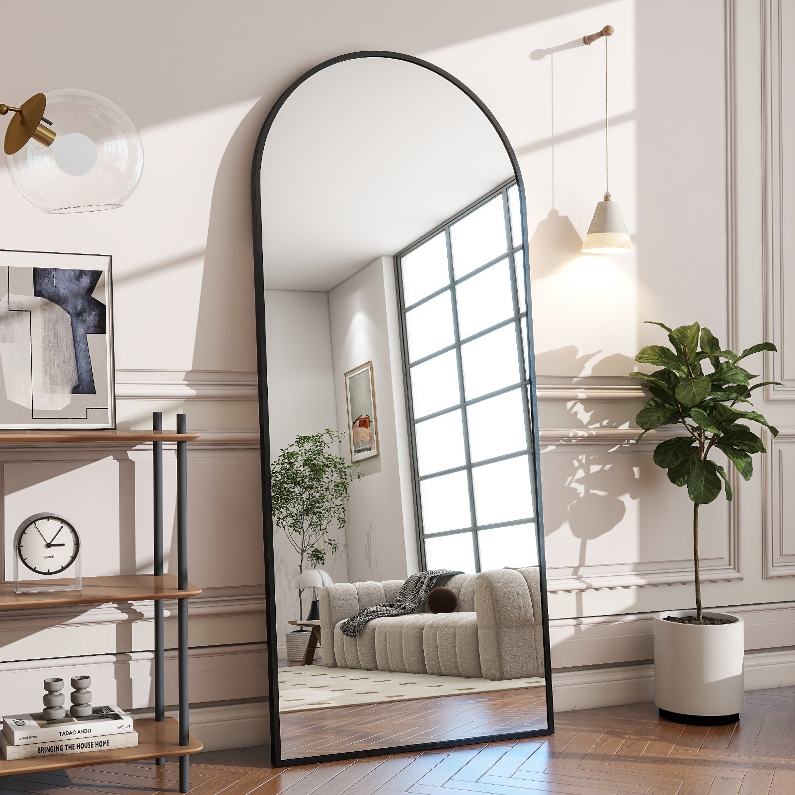 Arch Full Length Mirror Aluminum Alloy Framed Floor Mirror for Wall or Standing-21x64 - Gold - Image 2