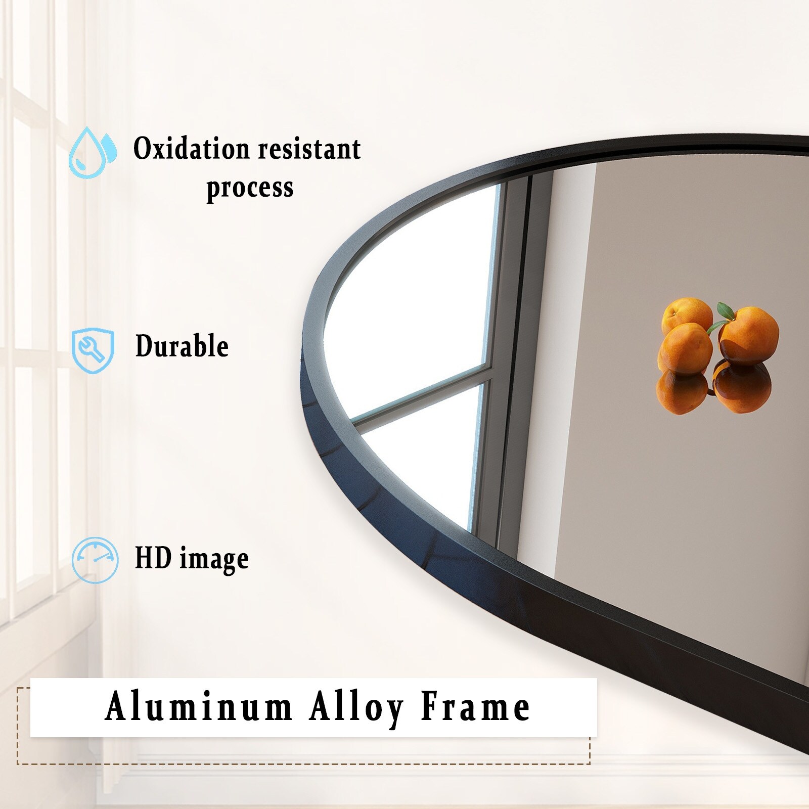 Arch Full Length Mirror Aluminum Alloy Framed Floor Mirror for Wall or Standing-21x64 - Gold - Image 7