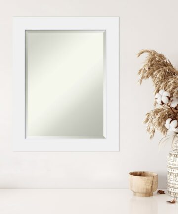 Beveled Wood Wall Mirror - Corvino White Frame-Outer Size: 23 x 29 in