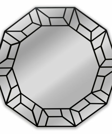 Black Framed Wall Mounted Round Accent Mirror-Black
