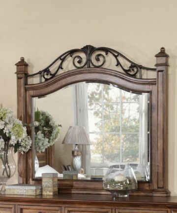 Bridgevine Home Barclay Mirror, No Assembly Required, Rustic Acacia Finish-Brown