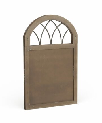 Brown Wood Window Pane Inspired Wall Mirror with Arched Top - 30 x 48-30 x 48 - Brown