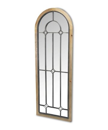 Brown Wood Frame Metal Accent Wall Mirror-Brown