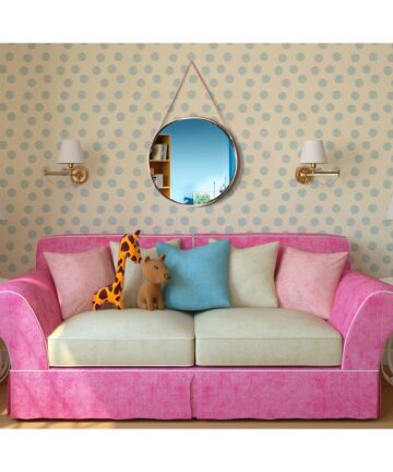 Carson Carrington Kabbo Pink Rose Gold Round Wall Mirror - 17.5 x 1.75 x 17.5-17.5 x 1.75 x 17.5 - Rose Gold