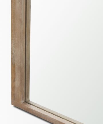 Celeste Dark Brown Wood Arched Floor Mirror-Dark Brown