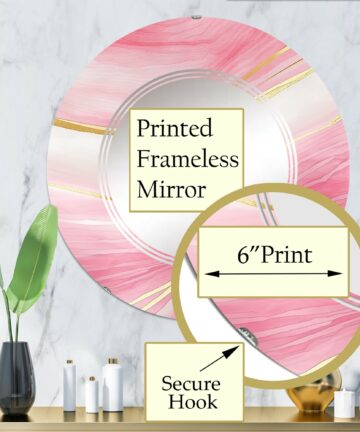 Designart 'Abstract Geode Marble Waves Pink II' Printed Abstract Marble Wall Mirror-20in.x30in.