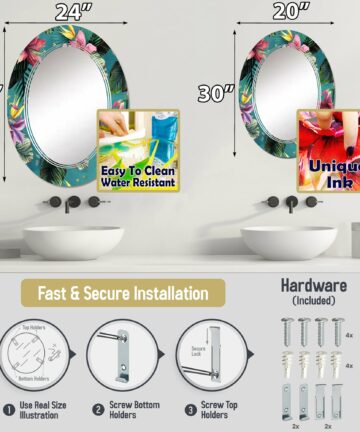Designart 'Abstract Spiral' Printed Modern Mirror - Oval or Round Wall Mirror-24 in. wide x 36 in. high
