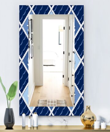 Designart 'Anchor and Sailboat On Blue Waves' Traditional Mirror - Vanity Printed Mirror-27.6 in. wide x 39.4 in. high