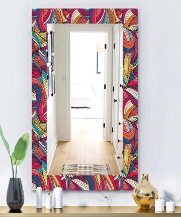 Designart 'Colorful Wave Hand' Bohemian and Eclectic Mirror - Printed Wall Mirror-23.7 in. wide x 31.5 in. high