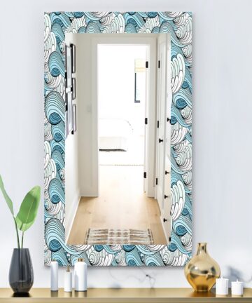 Designart 'Great Wave Inspiration' Traditional Mirror - Vanity Printed Mirror-27.6 in. wide x 39.4 in. high