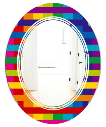 Designart 'Rainbow colors simple geometric pattern.' Printed Modern Round or Oval Wall Mirror - Triple C - Multi-24in.x36in.