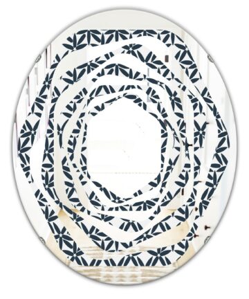 Designart 'Retro Abstract Flower Design IV' Printed Modern Round or Oval Wall Mirror - Whirl-24in.x24in.