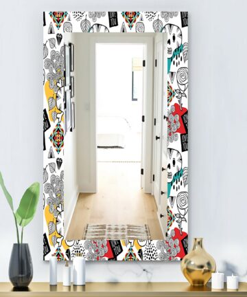 Designart 'Whales Pattern' Traditional Mirror - Printed Wall Mirror-23.7 in. wide x 31.5 in. high