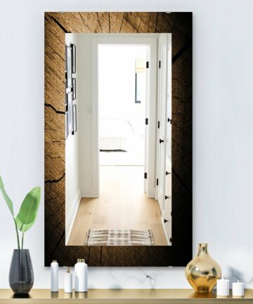 Designart 'Wood Curve' Traditional Printed Vanity Printed Wall Mirror-27.6 in. wide x 39.4 in. high