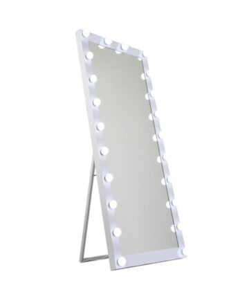 ExBrite Freestanding Full Length Floor Mirror with Lights - White-Black