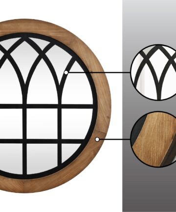 FirsTime & Co. Covington Farmhouse Black Arch Mirror, American Crafted, Rustic Brown, Mirror, 30 x 1.1 x 30 in-Rustic Brown