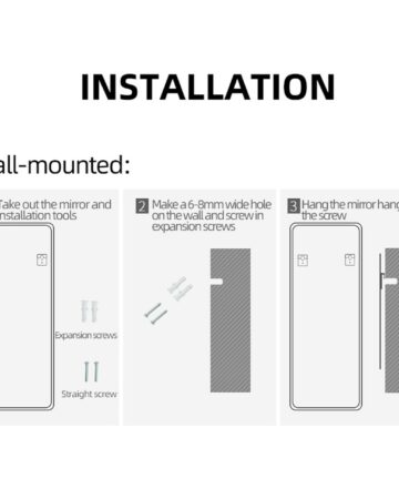 Free standing mirror in living room with led light - Silver-Silver