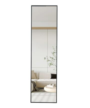Full Length Mirror Aluminium Alloy Wall Mounted Full Body Mirror - Black - 48''D x 13.8''W-Black