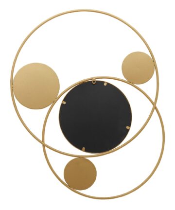Geometric Metal Wall Mirror ,Champagne Gold, 33.9" W x 36" H - Gold-Gold