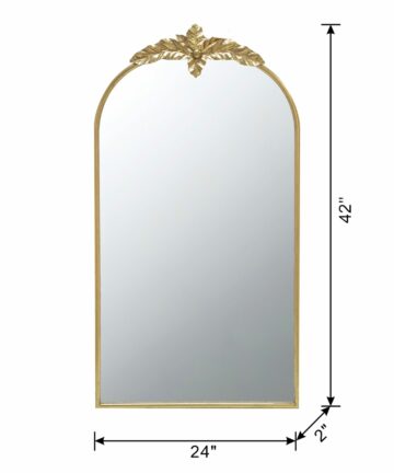 Gold Arched/ Round Mirror with Metal Frame, Wall- Mounted Mirror for Living Room Bedrrom-Antique Gold - 24" x 42"