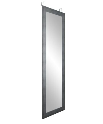 Gunmetal Black Over the Door Full Length Mirror-21.5x71 - Silver